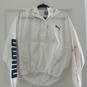 Puma White Windbreaker with Navy and Orange Accents